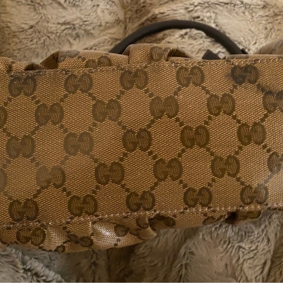 Authentic GUCCI GG Brown Canvas Coated Monogram Handbag Good Preloved Condition - Picture 7 of 9